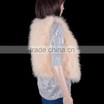 Women's Coat Real Ostrich Feather Vest Stylish Women's Ostrich Vest KZ150121 photo-4