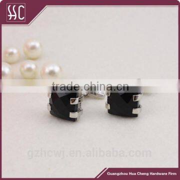Black Shiny Crystal Cufflinks for Men