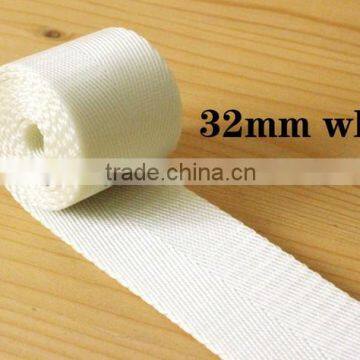 32mm White Herringbone Jacquard Nylon Webbing