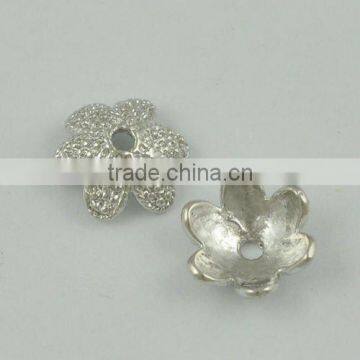 12mm silver flower shaped brass bead caps,jewellery caps