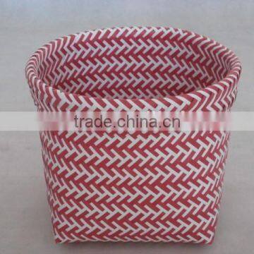 PP Strap Weaving Zig Zag Round Top Square Bottom Basket Set of 2 photo-2