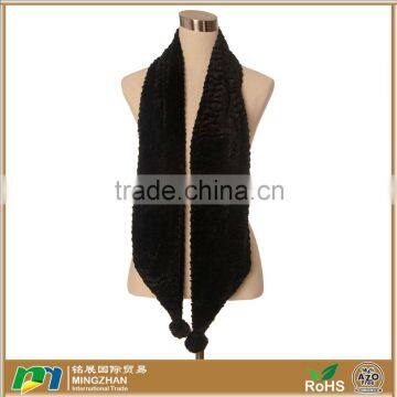 Winter Black Long Faux Fake Mink Fur Collar Shawl Scarf Wrap