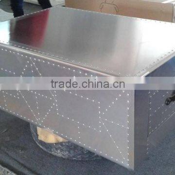 Aluminum tea table/coffee table ,Both ends with drawers/Aviator Spitfire Aluminium table