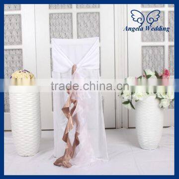 CH001M Elegant Discount universal ruffled chiffon and satin cheap wedding chair cover