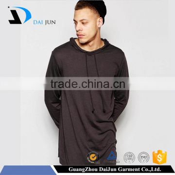 Men' s New Fashion Custom Logo Longline Black 80 cotton 20 polyester hoodies