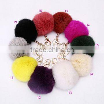 Fashion Hot Furry Ball Keychain Bag Key Hanging Tail Accessories Rabbit Fur Key Ring photo-3