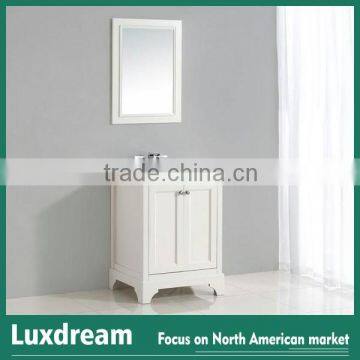 24" white modern bathroom vanity with single cupc basin