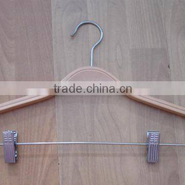 high quality manufacturer laminated hanger, bottom hanger with metal clips laundry hanger