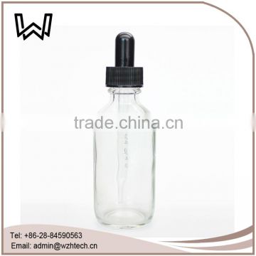 2 oz Clear Boston Round glass dropper Bottle