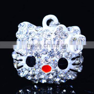 2015 cat head rhinestone embellished garment pendant shoe zipper puller pendant bag decoration DIY material-360