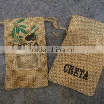 Olive designs emboridey jute linen soap sachet bags with pvc window