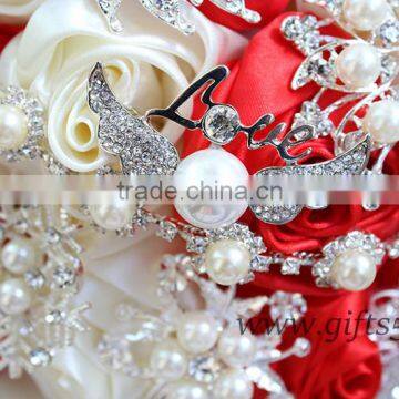 Gorgeous Red Wedding Bouquet Crystal Bouquet Jewelry