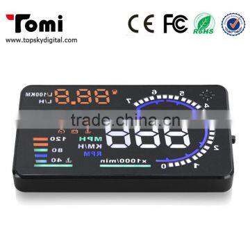 5.5 Inch Car HUD A8 Large Screen Head Up Display With OBDII or EUOBD Display Interface Nano Tech Driving Mileage Measurement
