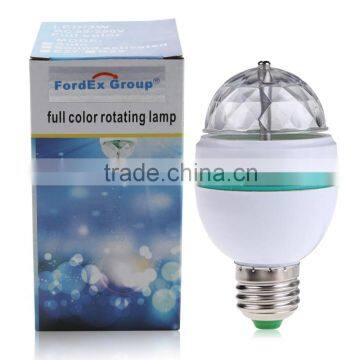 E27 3 Watt Triangle Bulbs RGB Color Changing Crystal Ball Effect DJ Disco Lamps LED Auto Rotating Stage Light photo-5