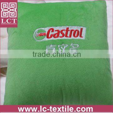 supply open as a blanket softest plush fabric advertising cushion with branding logo embrideried(LCTP0044)