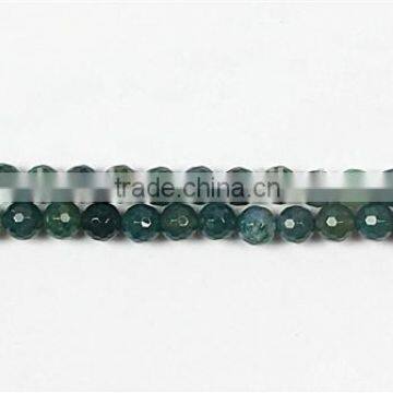 Moss Agate Faceted Round Beads