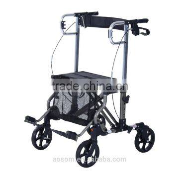 HomCom 24.5"L x 22.5"W Four Wheel Folding Rollator Walker Transport Chair With Back Support photo-2