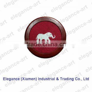 The Custom Elephant Needlepoint Coasters for Coffee Pad in Red