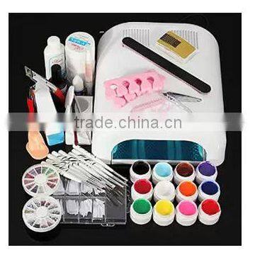 36W White Cure Lamp Dryer & 12 Color UV Gel Nail Art Tools Sets Kits