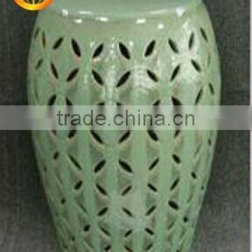 light green antique ceramic hollow garden stool