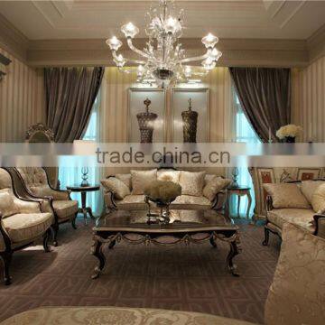 Unique Refined Stitching Sectional Sofa Couch Set, Taste Full of Noble Beige Printed Fabric Sofa Set photo-4