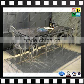 Clear acrylic legs dining table customzied PMMA glass square dining table with marble top from china manufacturer