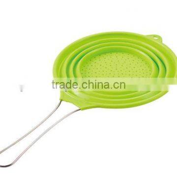 Silicone Collapsible Colander With Stainess Steel Handle photo-2