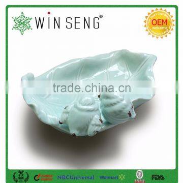 Leaf Shape Ceramic Plate Bird Feeder Garden Ornaments photo-2