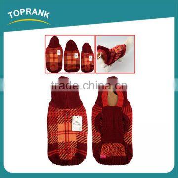 Wholesale pet apparel classical grid patterned dog clothes winter with hat