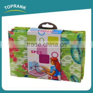 Toprank Colorful 5pcs Washing Dish Mesh Scourer Scrubbing Cleaner Scrub Sponge Pad Kitchen Scouring Pad photo-3