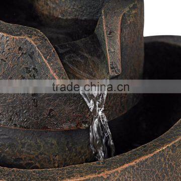 3-Tier Bronze Stone Contemporary Tabletop Fountain photo-4