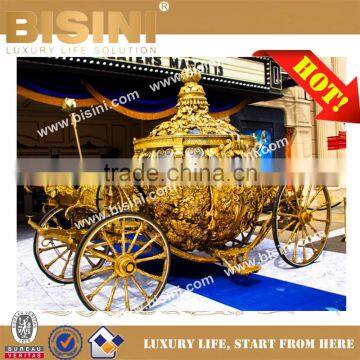 BISINI Princess Cinderella pumkin Car luxury horse saddle royal golden carriage wedding carriage(BG11-M052)