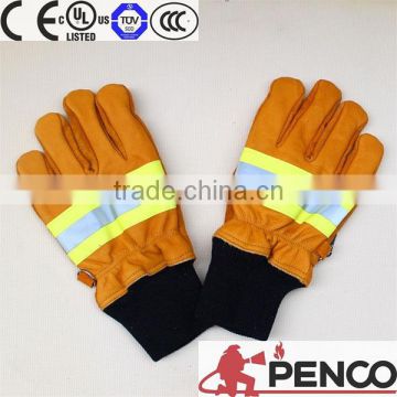 cowhide fire retardant fighting elastic cuff hand fingers protected 3 m reflective safety security wear gloves