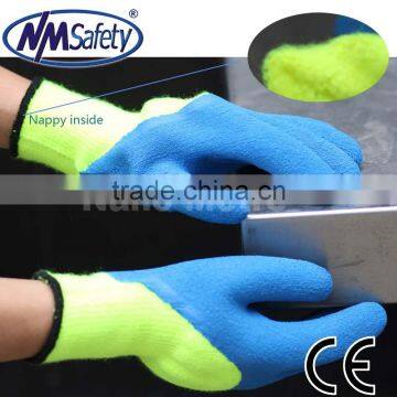 NMSAFETY blue warm rubber safety hand gloves