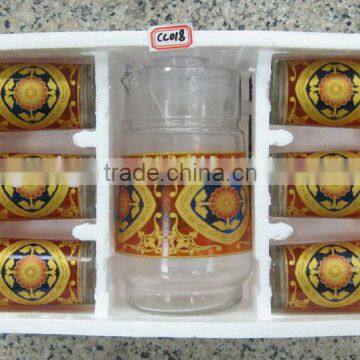 JK005 7pcs glass drinking set with deco