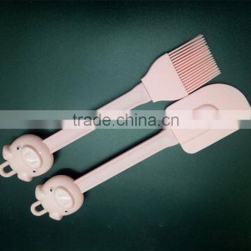 Silicone Spatula and Brush Set of 2 With Pig Shape pp Handle Baking and Cooking Utensils Basting and Pastry photo-2