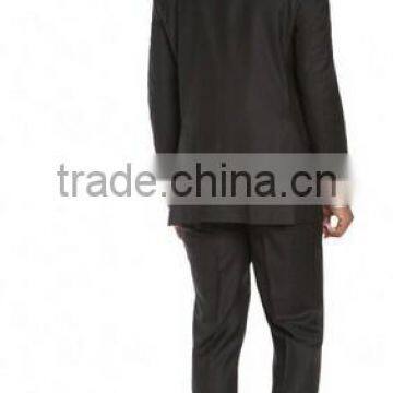 Black Pinstripe Wool 2-Button SuitWith Flat Front Pants (SHT1093) photo-2
