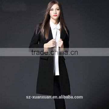 2016 custom high quality fashionable winner black women's long coat