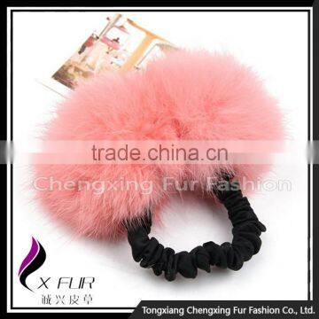 CX-E-21 Genuine Rabbit Fur Ball Elastic Hair Band ~Mixed Colors