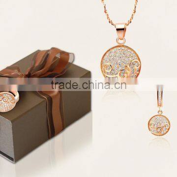 Rose Gold Round Designer with CZ Studded Pendantset