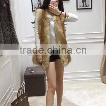 2016 New Arrival Genuine Natural Twill Furs Gilet Real Silver Fox Fur Jacket Vest Women Furs Outerwear Waistcoat photo-3