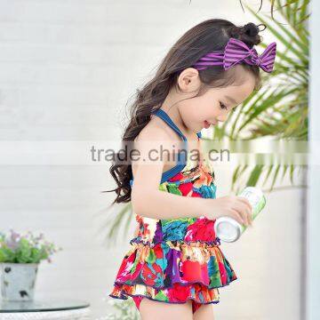 S60569B 2017 Fashion Cute Children's Swimsuit Dress Style Girls Swimwear photo-3