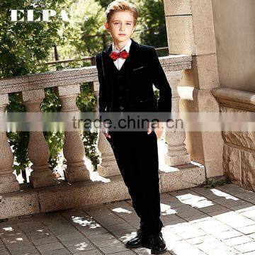 Slim Fit Black Velvet Plain Seat Boys Formal Suit photo-4