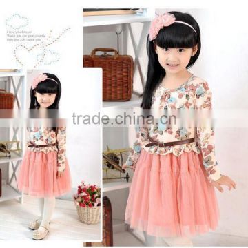 Free shipping new Girls Baby Kids Toddlers Summer Floral Print dress Bow sleeveless long sleeve Tutu Dress children's clothing