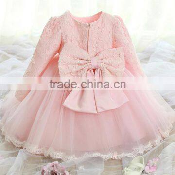 Walson princess dress pink color cotton lace dress latest children