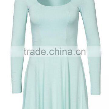 High Quality Long Sleeve Round Neck Skater Dress Cheap Jersey Dress photo-5