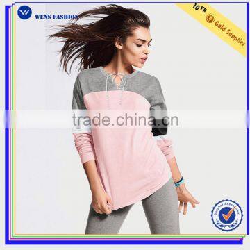 Dongguan womens long sleeve pullover sweatshirts without hood