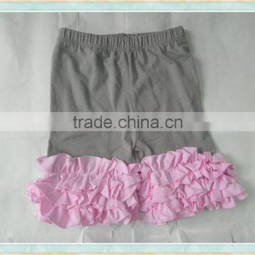 denim shorts gray and pink ruffle mini hot shorts litter kids wear beach shorts