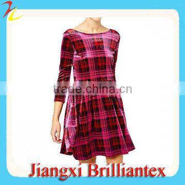 Tartan Velvet Sexy Short Skater Dress