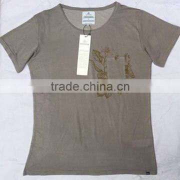 Fashion Men Grey Printed Pocket Cotton T Shirts